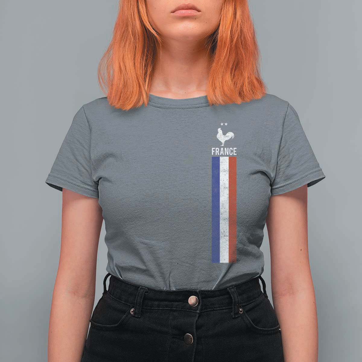 France Football Coq Soccer Throwback Jersey Style T Shirt For Women Vintage French Flag