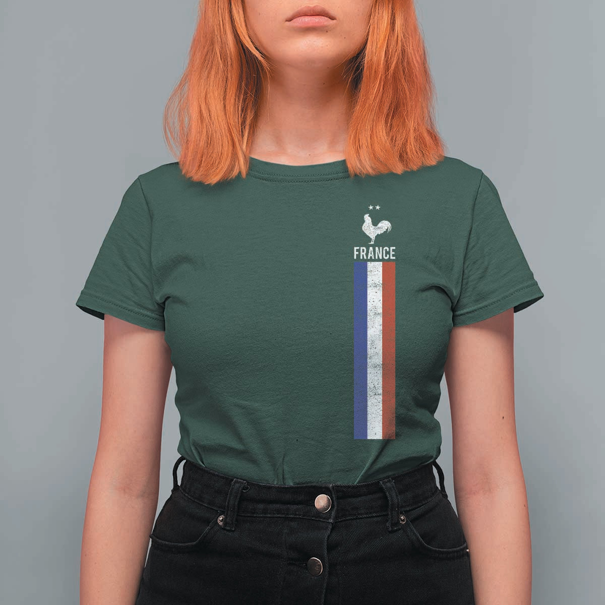 France Football Coq Soccer Throwback Jersey Style T Shirt For Women Vintage French Flag