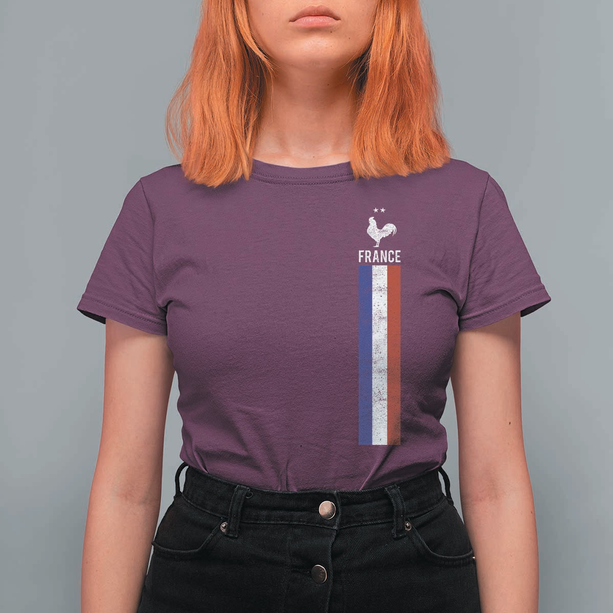 France Football Coq Soccer Throwback Jersey Style T Shirt For Women Vintage French Flag