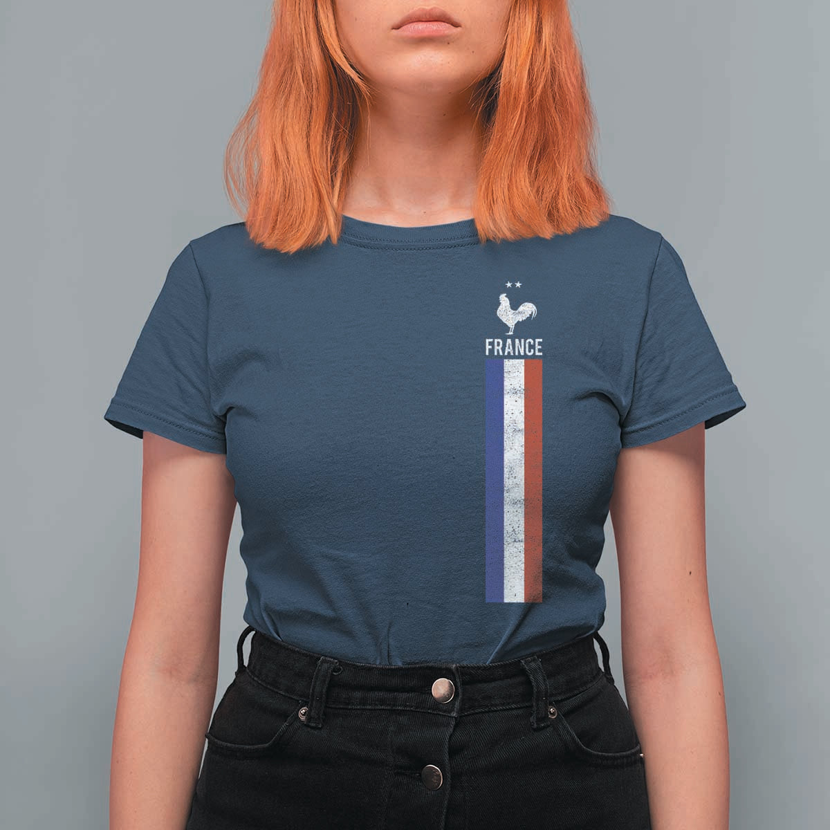 France Football Coq Soccer Throwback Jersey Style T Shirt For Women Vintage French Flag