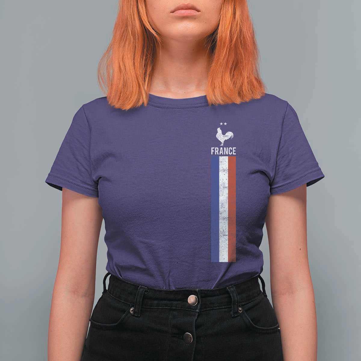 France Football Coq Soccer Throwback Jersey Style T Shirt For Women Vintage French Flag