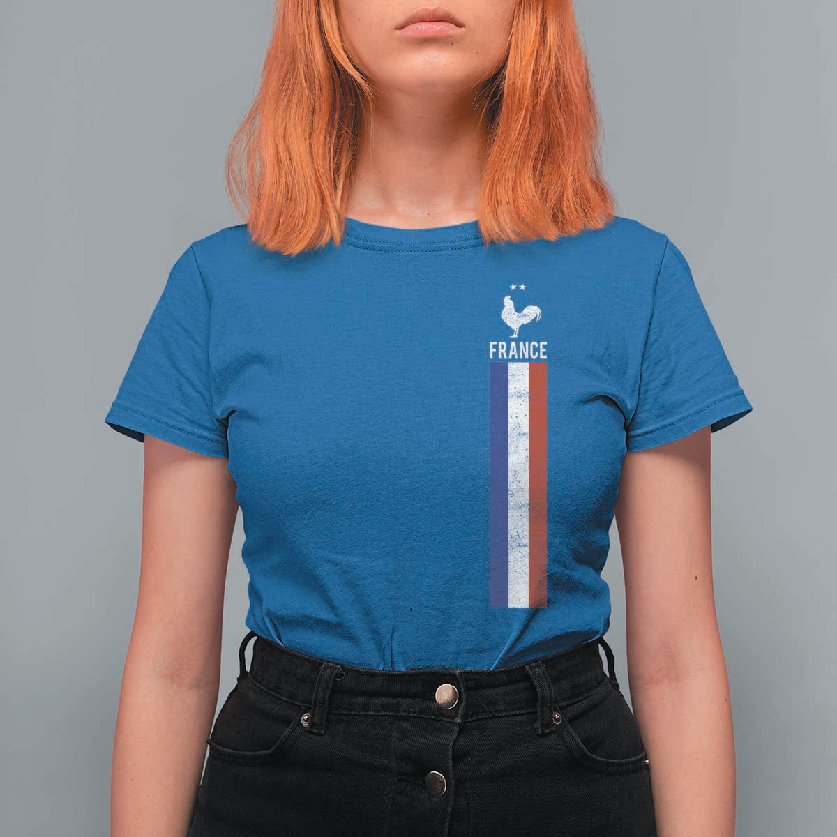 France Football Coq Soccer Throwback Jersey Style T Shirt For Women Vintage French Flag