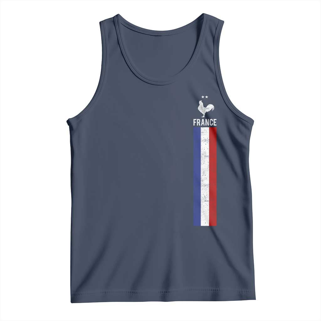 France Football Coq Soccer Throwback Jersey Style Tank Top Vintage French Flag