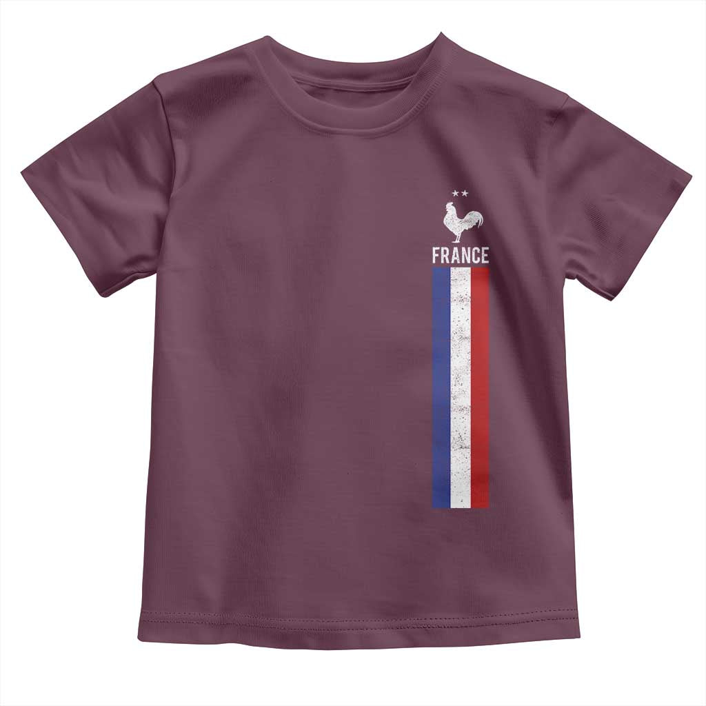 France Football Coq Soccer Throwback Jersey Style Toddler T Shirt Vintage French Flag