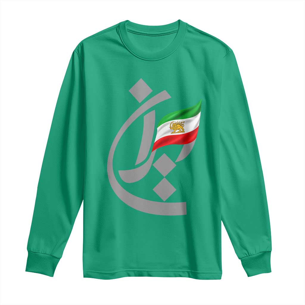 Iran Lion and Sun Flag Persian Calligraphy Long Sleeve Shirt