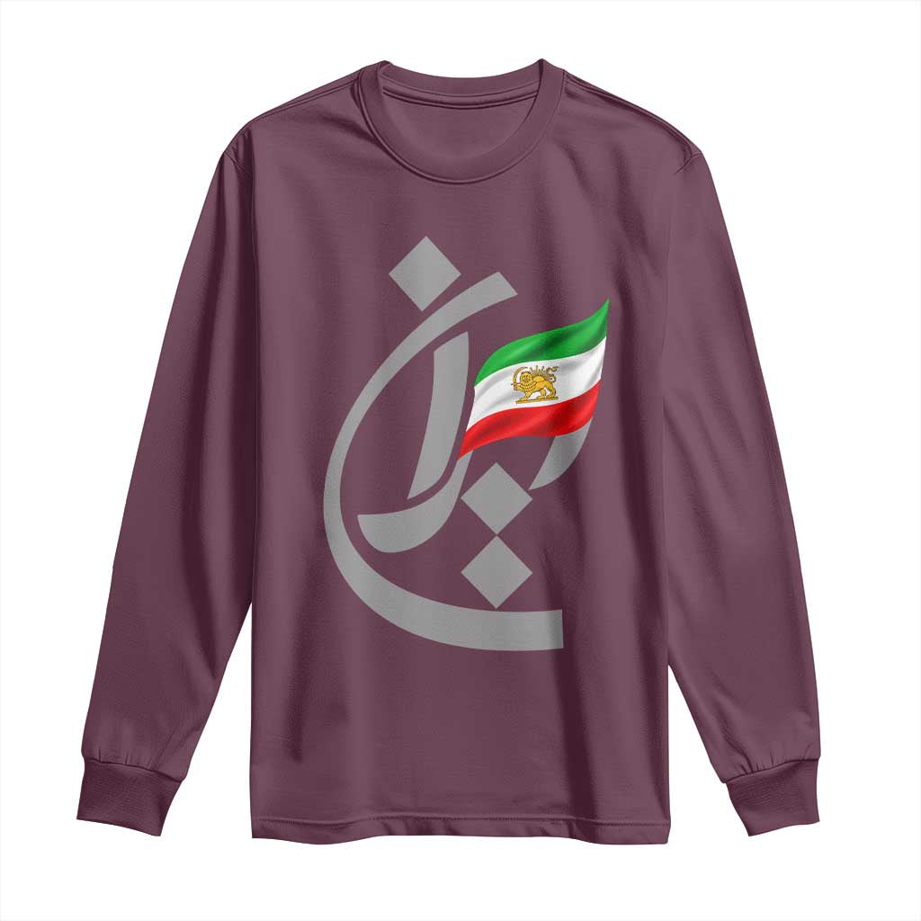 Iran Lion and Sun Flag Persian Calligraphy Long Sleeve Shirt