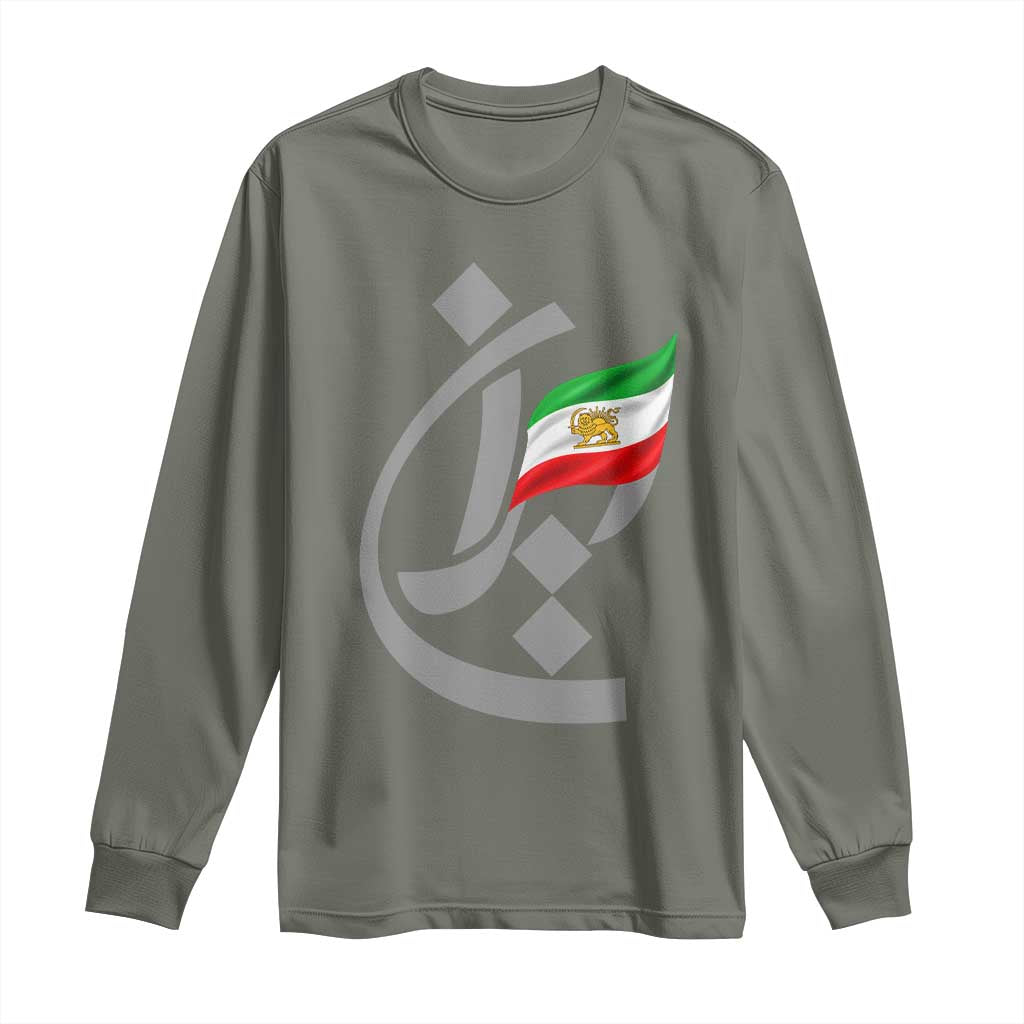 Iran Lion and Sun Flag Persian Calligraphy Long Sleeve Shirt