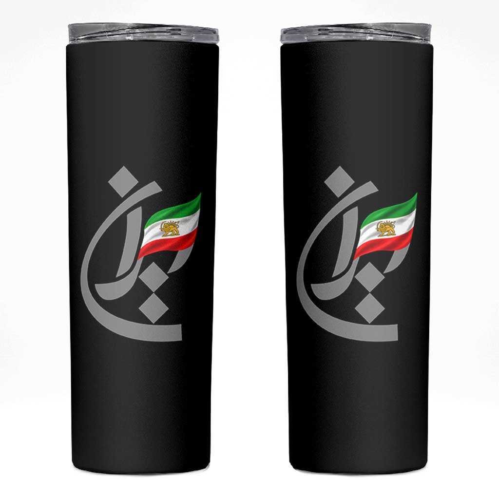 Iran Lion and Sun Flag Persian Calligraphy Skinny Tumbler