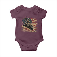 Patiotic Bull Rider Vintage Bull Riding Cowboy American Flag Baby Onesie