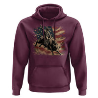Patiotic Bull Rider Vintage Bull Riding Cowboy American Flag Hoodie