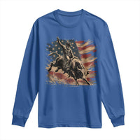 Patiotic Bull Rider Vintage Bull Riding Cowboy American Flag Long Sleeve Shirt