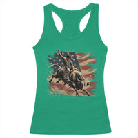 Patiotic Bull Rider Vintage Bull Riding Cowboy American Flag Racerback Tank Top