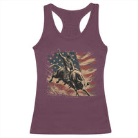 Patiotic Bull Rider Vintage Bull Riding Cowboy American Flag Racerback Tank Top