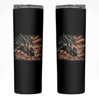 Patiotic Bull Rider Vintage Bull Riding Cowboy American Flag Skinny Tumbler
