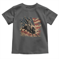 Patiotic Bull Rider Vintage Bull Riding Cowboy American Flag Toddler T Shirt