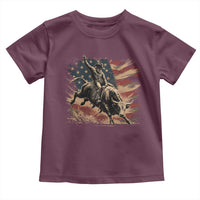 Patiotic Bull Rider Vintage Bull Riding Cowboy American Flag Toddler T Shirt