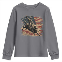 Patiotic Bull Rider Vintage Bull Riding Cowboy American Flag Youth Sweatshirt