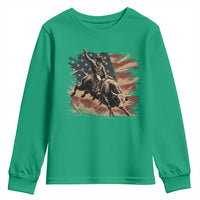 Patiotic Bull Rider Vintage Bull Riding Cowboy American Flag Youth Sweatshirt