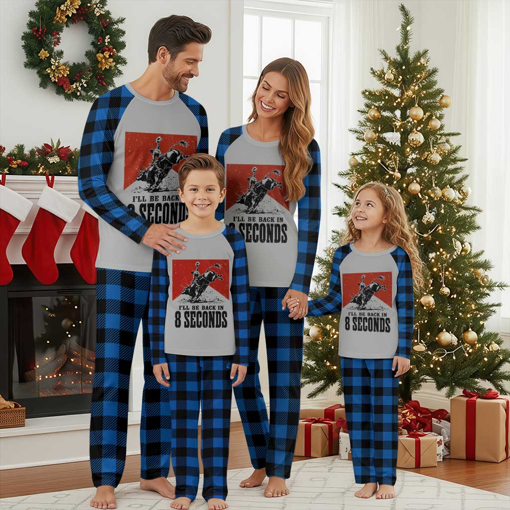 Funny Bull Rider Plaid Pajama Set I'll Be Back In 8 Seconds Bull Riding Rodeo