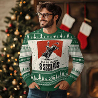 Funny Bull Rider Ugly Christmas Sweater I'll Be Back In 8 Seconds Bull Riding Rodeo