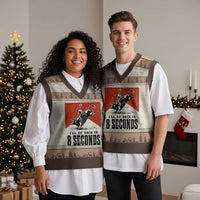 Funny Bull Rider V-Neck Knit Sweater Vest I'll Be Back In 8 Seconds Bull Riding Rodeo