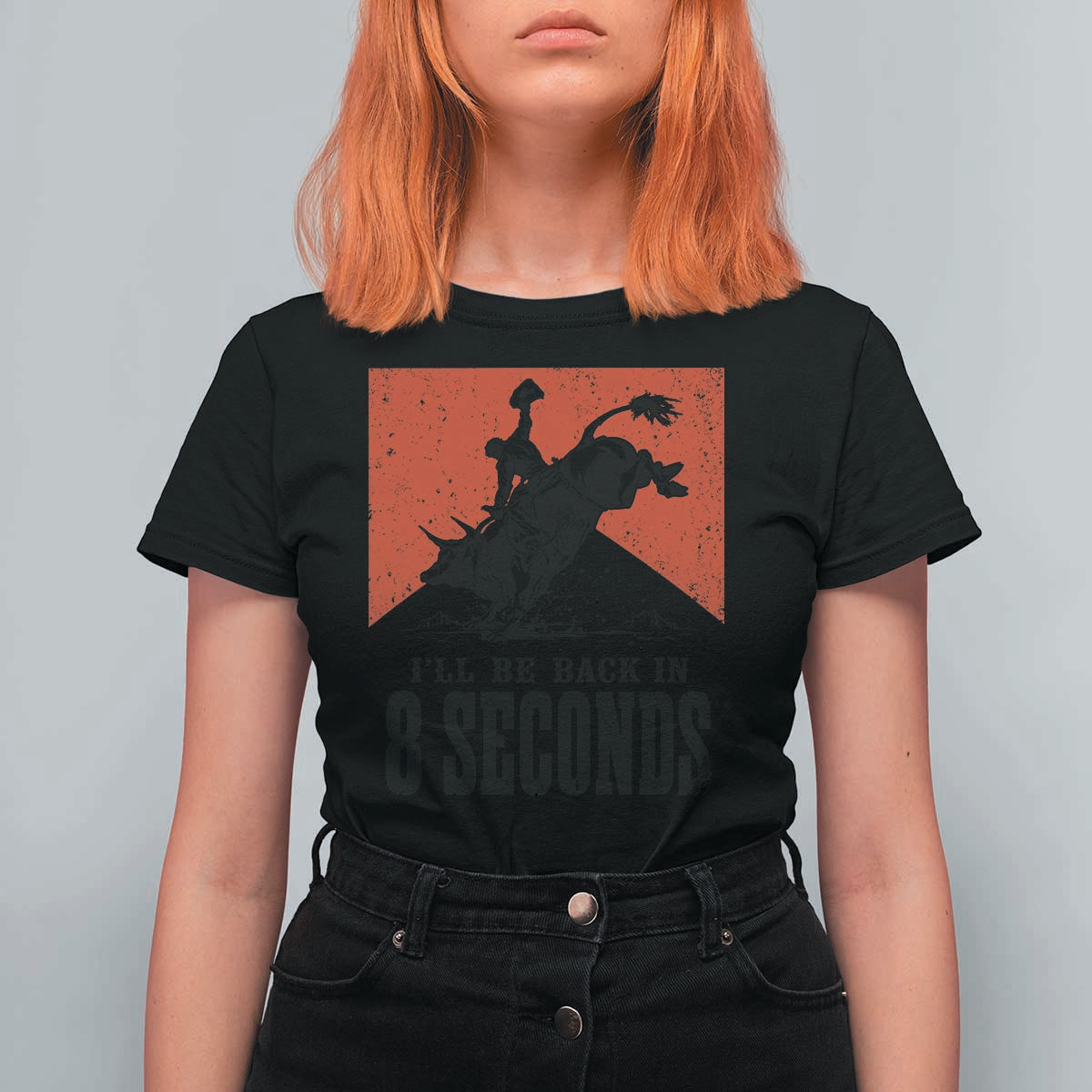 Funny Bull Rider T Shirt For Women I'll Be Back In 8 Seconds Bull Riding Rodeo