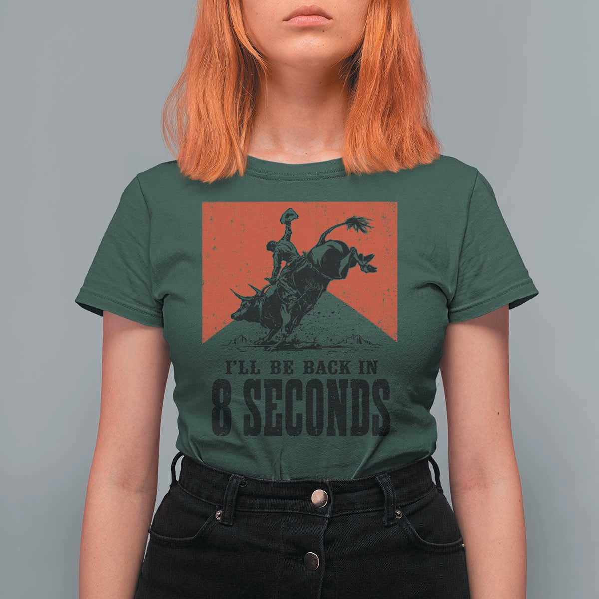 Funny Bull Rider T Shirt For Women I'll Be Back In 8 Seconds Bull Riding Rodeo