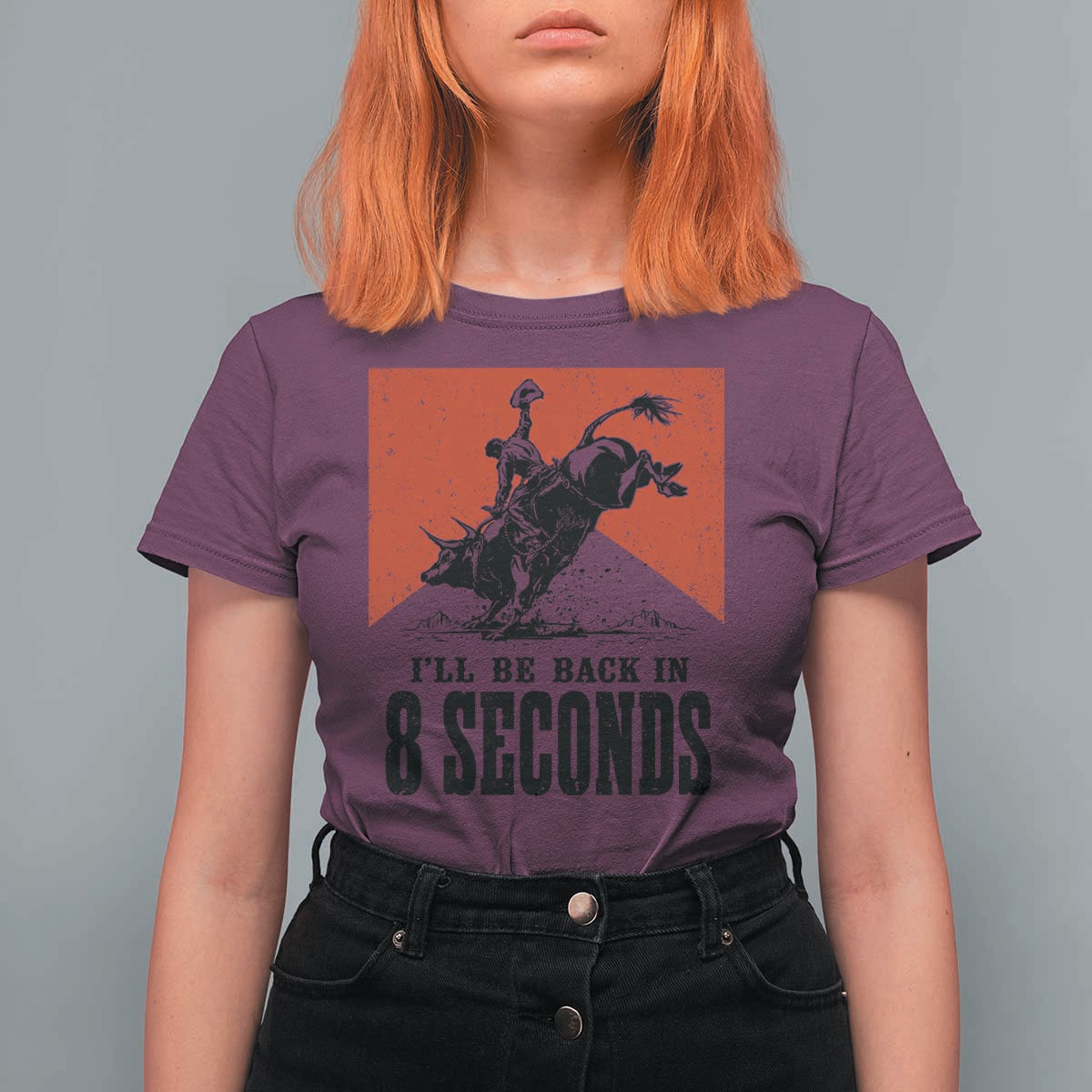 Funny Bull Rider T Shirt For Women I'll Be Back In 8 Seconds Bull Riding Rodeo