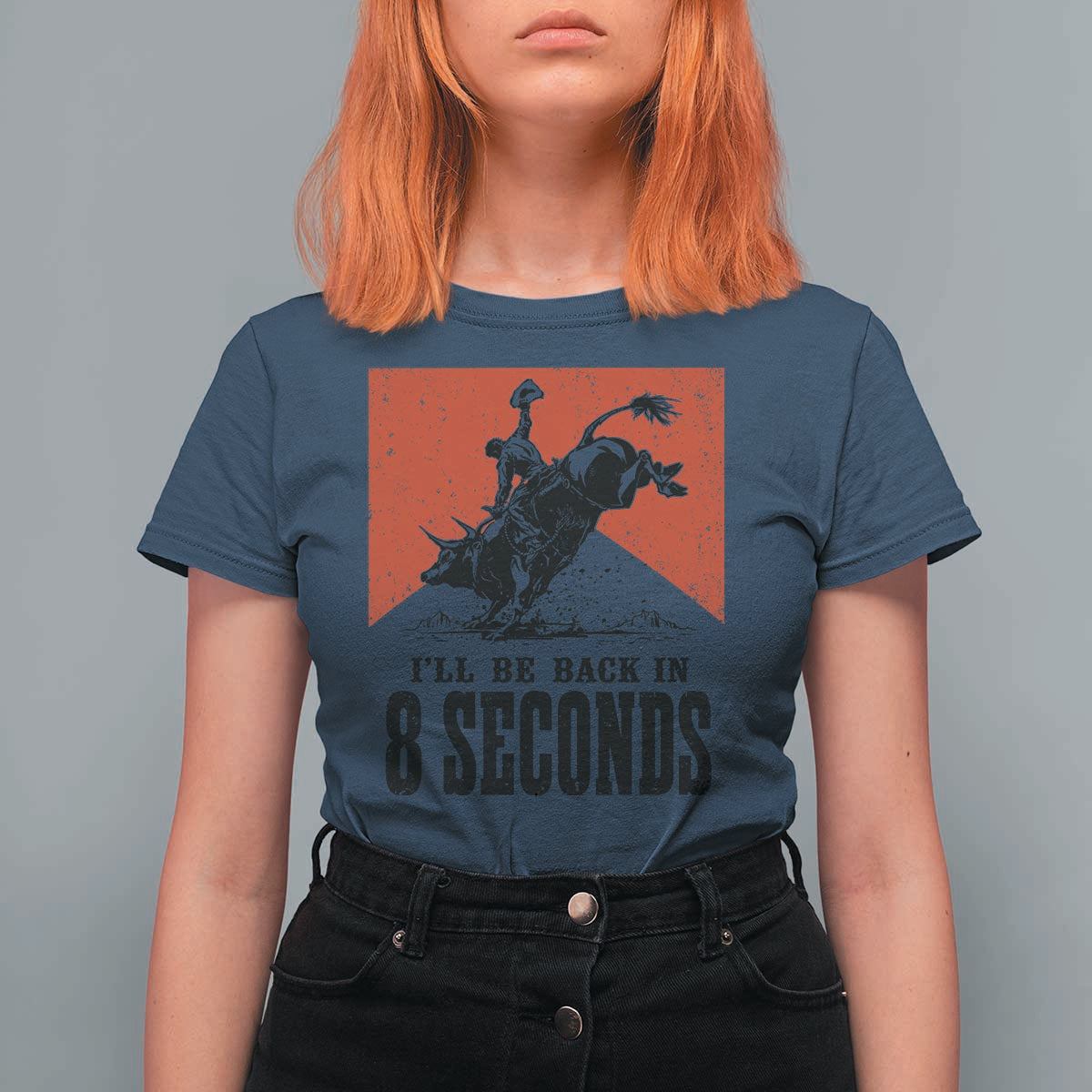 Funny Bull Rider T Shirt For Women I'll Be Back In 8 Seconds Bull Riding Rodeo