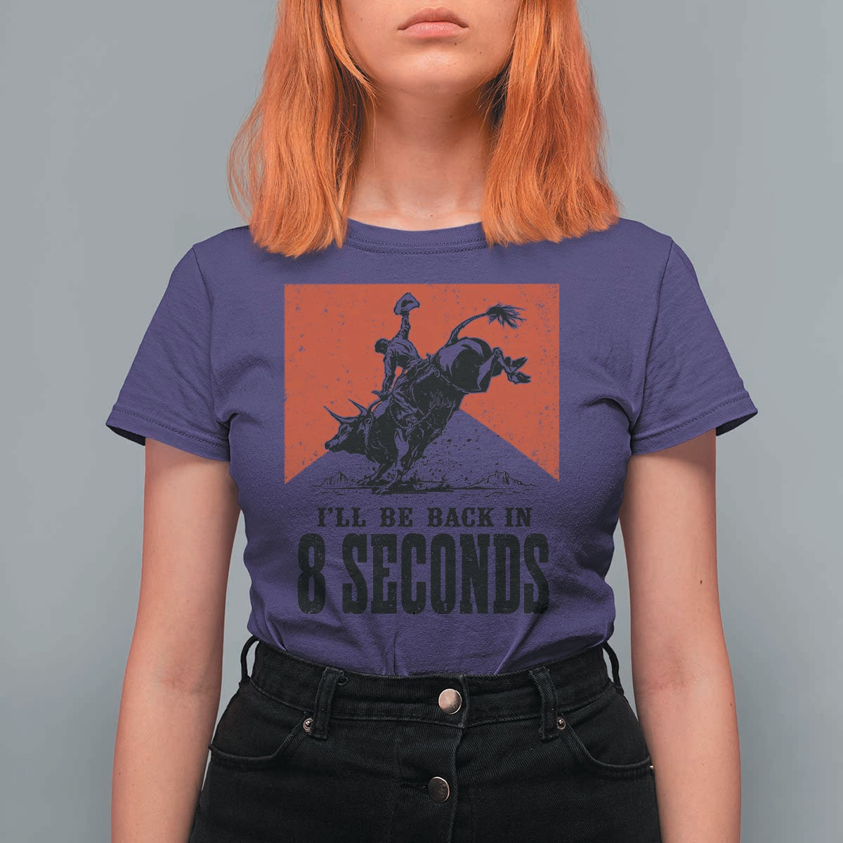 Funny Bull Rider T Shirt For Women I'll Be Back In 8 Seconds Bull Riding Rodeo