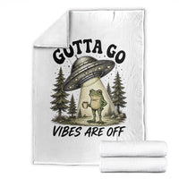 Funny Frog Alien Abduction Throw Blanket Gotta Go Vibes Are Off UFO Forest
