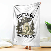 Funny Frog Alien Abduction Throw Blanket Gotta Go Vibes Are Off UFO Forest