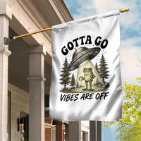 Funny Frog Alien Abduction Garden Flag Gotta Go Vibes Are Off UFO Forest