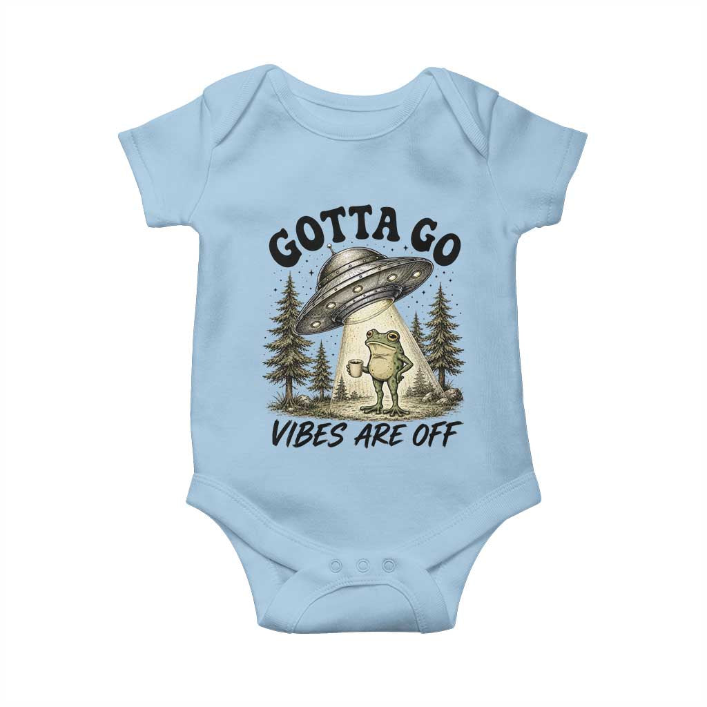 Funny Frog Alien Abduction Baby Onesie Gotta Go Vibes Are Off UFO Forest
