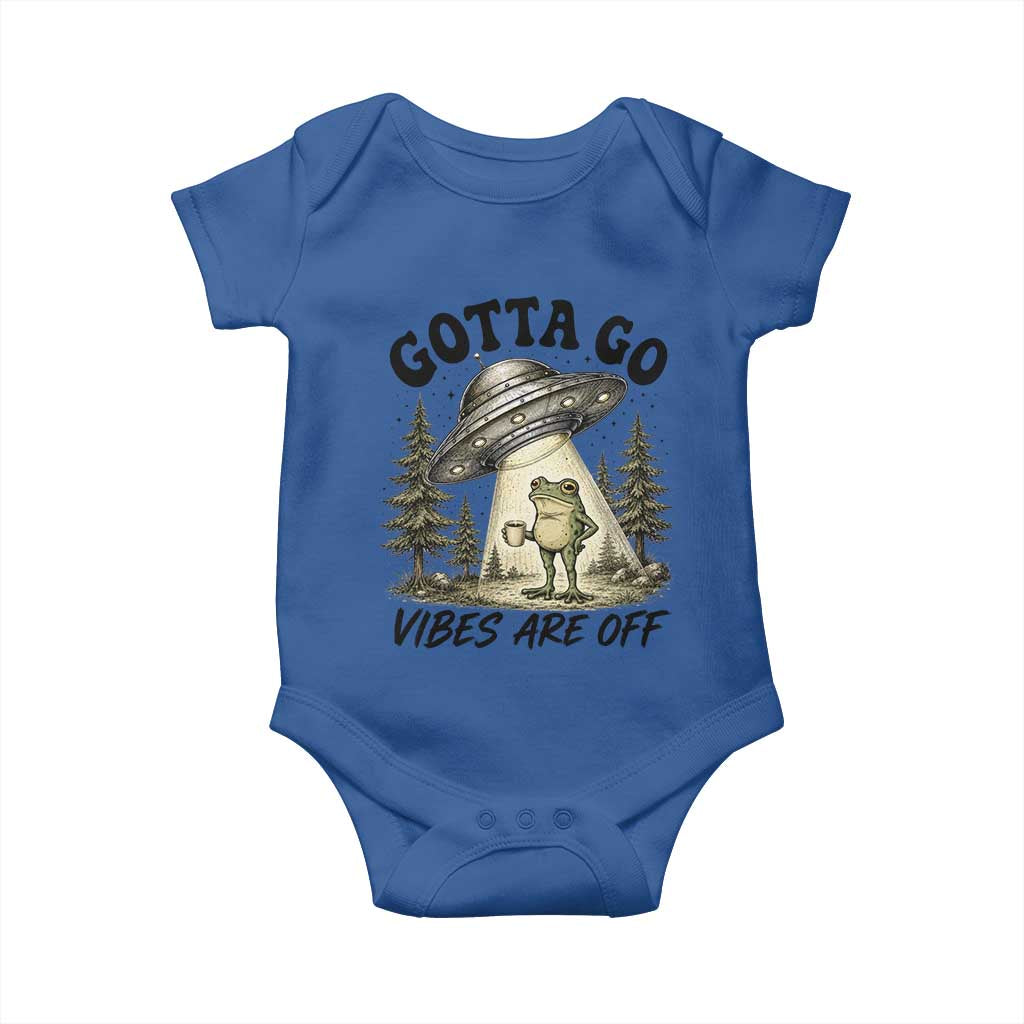 Funny Frog Alien Abduction Baby Onesie Gotta Go Vibes Are Off UFO Forest