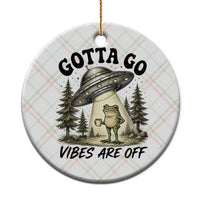 Funny Frog Alien Abduction Ceramic Ornament Gotta Go Vibes Are Off UFO Forest