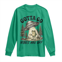 Funny Frog Alien Abduction Long Sleeve Shirt Gotta Go Vibes Are Off UFO Forest