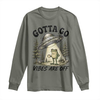 Funny Frog Alien Abduction Long Sleeve Shirt Gotta Go Vibes Are Off UFO Forest