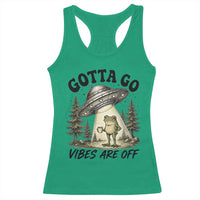 Funny Frog Alien Abduction Racerback Tank Top Gotta Go Vibes Are Off UFO Forest