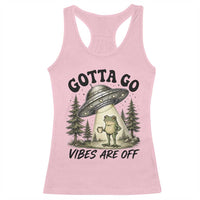 Funny Frog Alien Abduction Racerback Tank Top Gotta Go Vibes Are Off UFO Forest