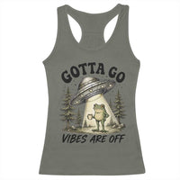 Funny Frog Alien Abduction Racerback Tank Top Gotta Go Vibes Are Off UFO Forest