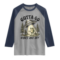 Funny Frog Alien Abduction Raglan Shirt Gotta Go Vibes Are Off UFO Forest