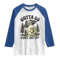 Funny Frog Alien Abduction Raglan Shirt Gotta Go Vibes Are Off UFO Forest