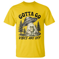 Funny Frog Alien Abduction T Shirt Gotta Go Vibes Are Off UFO Forest