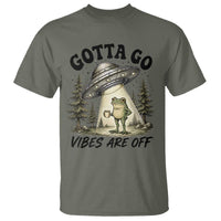 Funny Frog Alien Abduction T Shirt Gotta Go Vibes Are Off UFO Forest