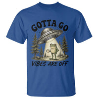 Funny Frog Alien Abduction T Shirt Gotta Go Vibes Are Off UFO Forest