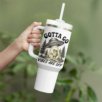 Funny Frog Alien Abduction Tumbler With Handle Gotta Go Vibes Are Off UFO Forest