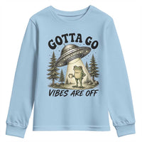 Funny Frog Alien Abduction Youth Sweatshirt Gotta Go Vibes Are Off UFO Forest