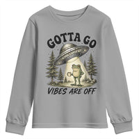 Funny Frog Alien Abduction Youth Sweatshirt Gotta Go Vibes Are Off UFO Forest