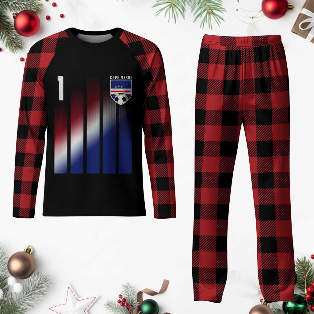 Cape Verde Flag Retro Sports Cabo Verdean Roots Plaid Pajama Set